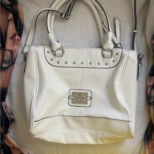 Nicole White Studded Shoulder Bag